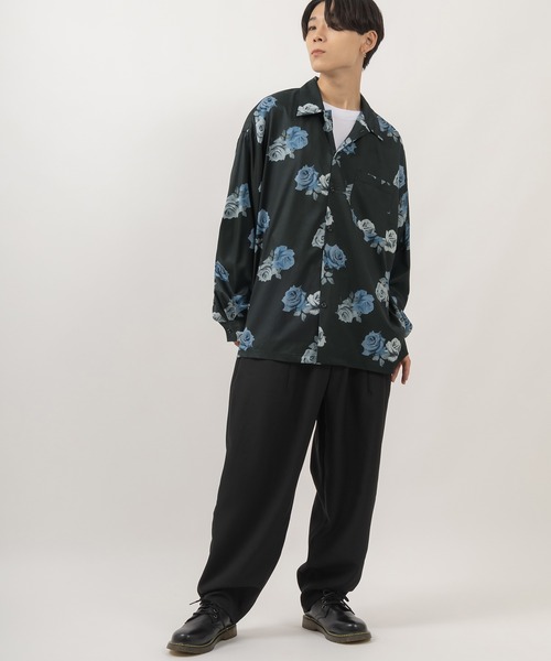 SlashDate（スラッシュデイト）の「総柄プリントビッグシルエットシャツ/とろみシャツ/オープンカラーシャツ/開襟シャツ/オーバーサイズシャツ（シャツ/ブラウス・メンズ・ブラック/ブラウン/ホワイト/ブラック系その他/ブラック系その他2/ブラック系その他3/ホワイト系その他/ブルー/ホワイト系その他2/ブラック系その他4/ブラック系その他5/ブラック系その他6・M/L）」の16枚目の写真