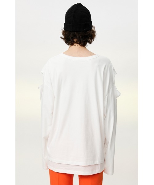 SLY（スライ）の「DOUBLE STRUCTURE L/T ロングスリーブ Tシャツ（Tシャツ/カットソー・レディース・ホワイト/ブラック/ベージュ・FREE）」の7枚目の写真
