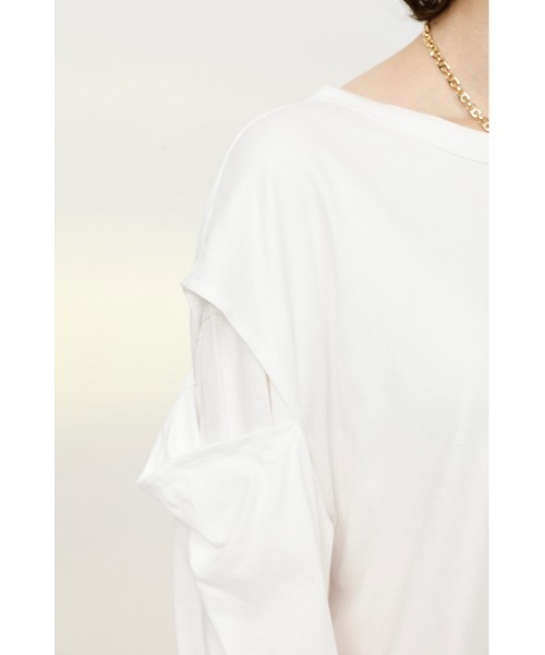 SLY（スライ）の「DOUBLE STRUCTURE L/T ロングスリーブ Tシャツ（Tシャツ/カットソー・レディース・ホワイト/ブラック/ベージュ・FREE）」の9枚目の写真