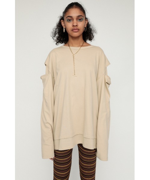 SLY（スライ）の「DOUBLE STRUCTURE L/T ロングスリーブ Tシャツ（Tシャツ/カットソー・レディース・ホワイト/ブラック/ベージュ・FREE）」の17枚目の写真