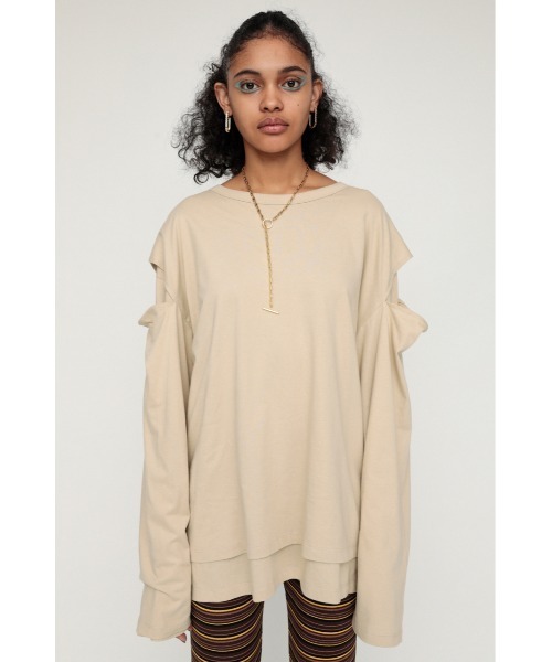 SLY（スライ）の「DOUBLE STRUCTURE L/T ロングスリーブ Tシャツ（Tシャツ/カットソー・レディース・ホワイト/ブラック/ベージュ・FREE）」の19枚目の写真