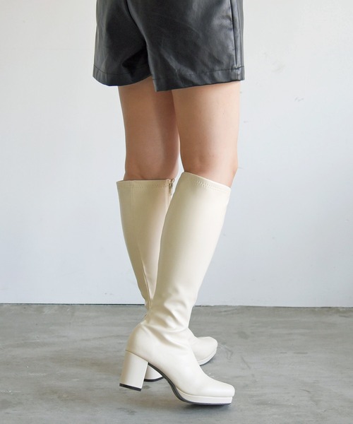 NOFALL（ノーフォール）の「ストームチャンキーヒールストレッチロングブーツ（ブーツ・レディース・グレイッシュベージュ/ダークブラウン/アイボリー/ブラック・SS/L/S/3L/LL/M）」の9枚目の写真