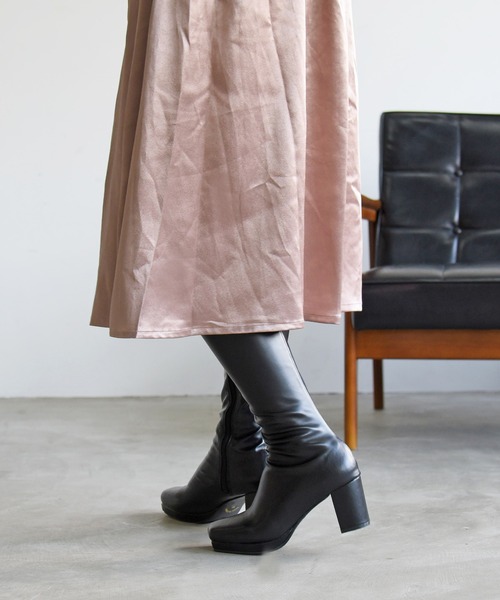 NOFALL（ノーフォール）の「ストームチャンキーヒールストレッチロングブーツ（ブーツ・レディース・グレイッシュベージュ/ダークブラウン/アイボリー/ブラック・SS/L/S/3L/LL/M）」の6枚目の写真
