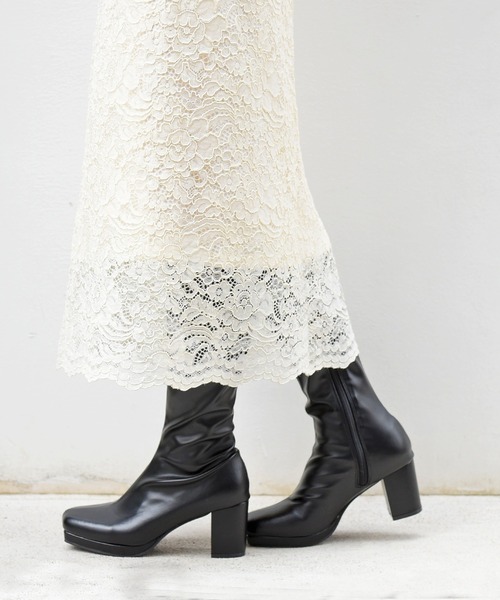 NOFALL（ノーフォール）の「ストームチャンキーヒールストレッチロングブーツ（ブーツ・レディース・グレイッシュベージュ/ダークブラウン/アイボリー/ブラック・SS/L/S/3L/LL/M）」の20枚目の写真