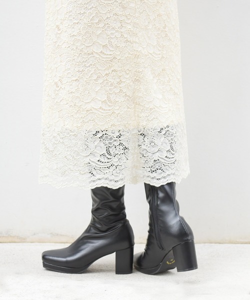 NOFALL（ノーフォール）の「ストームチャンキーヒールストレッチロングブーツ（ブーツ・レディース・グレイッシュベージュ/ダークブラウン/アイボリー/ブラック・SS/L/S/3L/LL/M）」の21枚目の写真