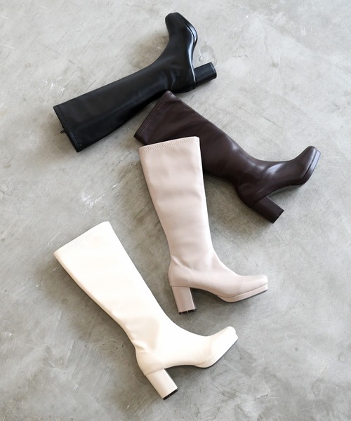 NOFALL（ノーフォール）の「ストームチャンキーヒールストレッチロングブーツ（ブーツ・レディース・グレイッシュベージュ/ダークブラウン/アイボリー/ブラック・SS/L/S/3L/LL/M）」の15枚目の写真