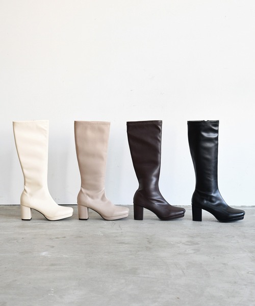 NOFALL（ノーフォール）の「ストームチャンキーヒールストレッチロングブーツ（ブーツ・レディース・グレイッシュベージュ/ダークブラウン/アイボリー/ブラック・SS/L/S/3L/LL/M）」の16枚目の写真