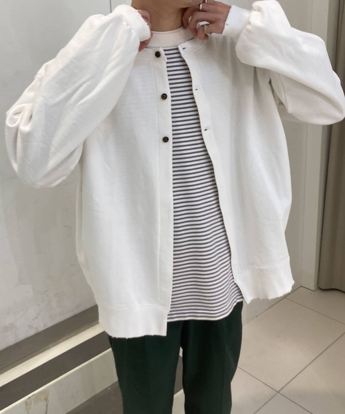 HEYUMM（ヘユム）の「HEYUMM　2WAYルーズスウエットカーディガン（カーディガン/ボレロ・レディース・アイボリー/ピンク系その他/チャコールグレー・ONE）」の2枚目の写真