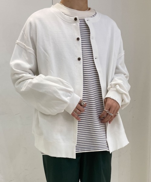 HEYUMM（ヘユム）の「HEYUMM　2WAYルーズスウエットカーディガン（カーディガン/ボレロ・レディース・アイボリー/ピンク系その他/チャコールグレー・ONE）」の6枚目の写真