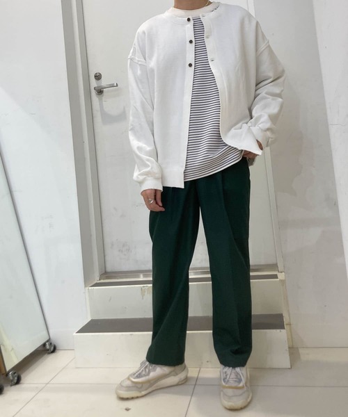 HEYUMM（ヘユム）の「HEYUMM　2WAYルーズスウエットカーディガン（カーディガン/ボレロ・レディース・アイボリー/ピンク系その他/チャコールグレー・ONE）」の11枚目の写真