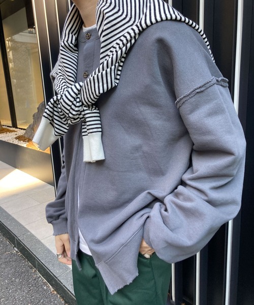 HEYUMM（ヘユム）の「HEYUMM　2WAYルーズスウエットカーディガン（カーディガン/ボレロ・レディース・アイボリー/ピンク系その他/チャコールグレー・ONE）」の18枚目の写真