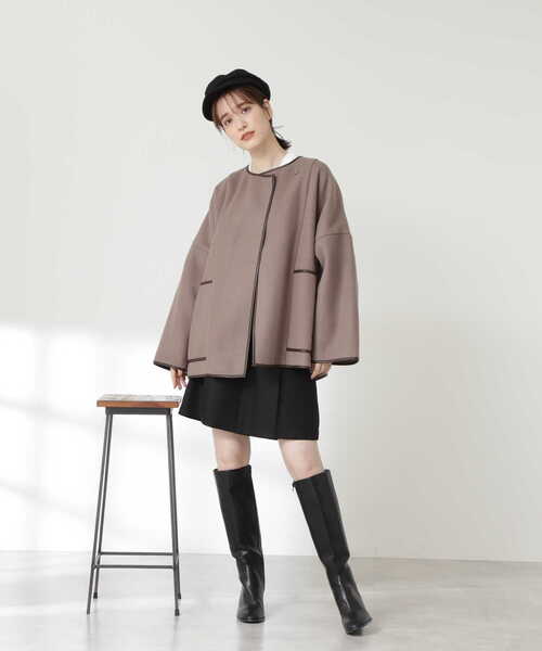 N.（N. Natural Beauty Basic）（エヌエヌナチュラルビューティーベーシック）の「◆ジャージーメルトンポンチョコート（ポンチョ・レディース・ベージュ/カーキ・MEDIUM）」の19枚目の写真