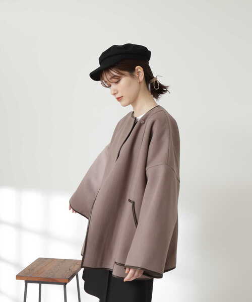 N.（N. Natural Beauty Basic）（エヌエヌナチュラルビューティーベーシック）の「◆ジャージーメルトンポンチョコート（ポンチョ・レディース・ベージュ/カーキ・MEDIUM）」の21枚目の写真