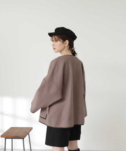 N.（N. Natural Beauty Basic）（エヌエヌナチュラルビューティーベーシック）の「◆ジャージーメルトンポンチョコート（ポンチョ・レディース・ベージュ/カーキ・MEDIUM）」の22枚目の写真