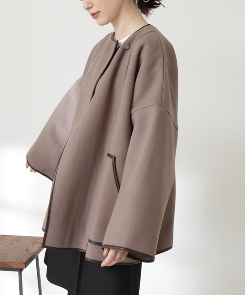 N.（N. Natural Beauty Basic）（エヌエヌナチュラルビューティーベーシック）の「◆ジャージーメルトンポンチョコート（ポンチョ・レディース・ベージュ/カーキ・MEDIUM）」の10枚目の写真