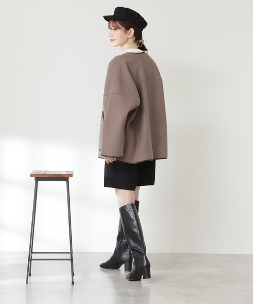 N.（N. Natural Beauty Basic）（エヌエヌナチュラルビューティーベーシック）の「◆ジャージーメルトンポンチョコート（ポンチョ・レディース・ベージュ/カーキ・MEDIUM）」の4枚目の写真