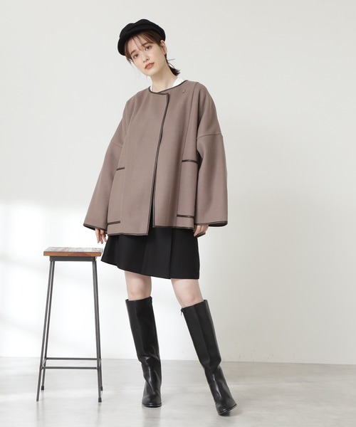 N.（N. Natural Beauty Basic）（エヌエヌナチュラルビューティーベーシック）の「◆ジャージーメルトンポンチョコート（ポンチョ・レディース・ベージュ/カーキ・MEDIUM）」の3枚目の写真