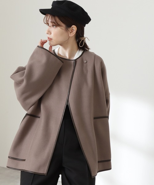 N.（N. Natural Beauty Basic）（エヌエヌナチュラルビューティーベーシック）の「◆ジャージーメルトンポンチョコート（ポンチョ・レディース・ベージュ/カーキ・MEDIUM）」の5枚目の写真