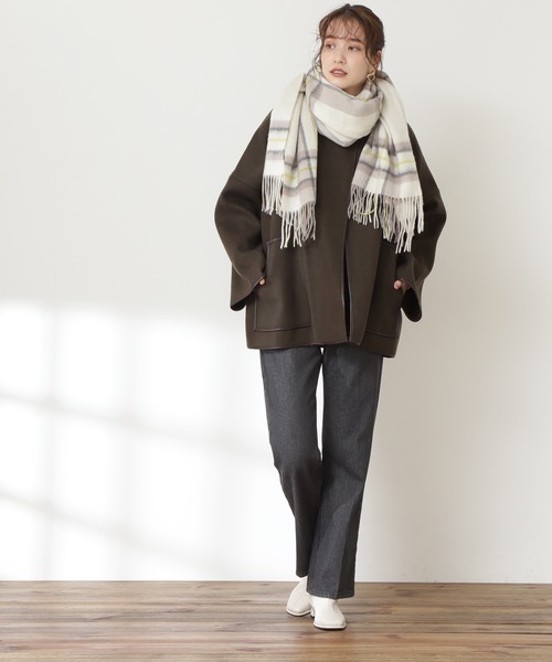 N.（N. Natural Beauty Basic）（エヌエヌナチュラルビューティーベーシック）の「◆ジャージーメルトンポンチョコート（ポンチョ・レディース・ベージュ/カーキ・MEDIUM）」の8枚目の写真