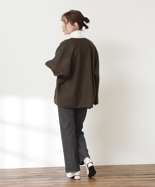 N.（N. Natural Beauty Basic）（エヌエヌナチュラルビューティーベーシック）の「◆ジャージーメルトンポンチョコート（ポンチョ・レディース・ベージュ/カーキ・MEDIUM）」の7枚目の写真