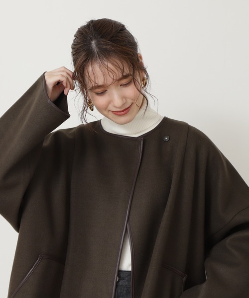 N.（N. Natural Beauty Basic）（エヌエヌナチュラルビューティーベーシック）の「◆ジャージーメルトンポンチョコート（ポンチョ・レディース・ベージュ/カーキ・MEDIUM）」の9枚目の写真