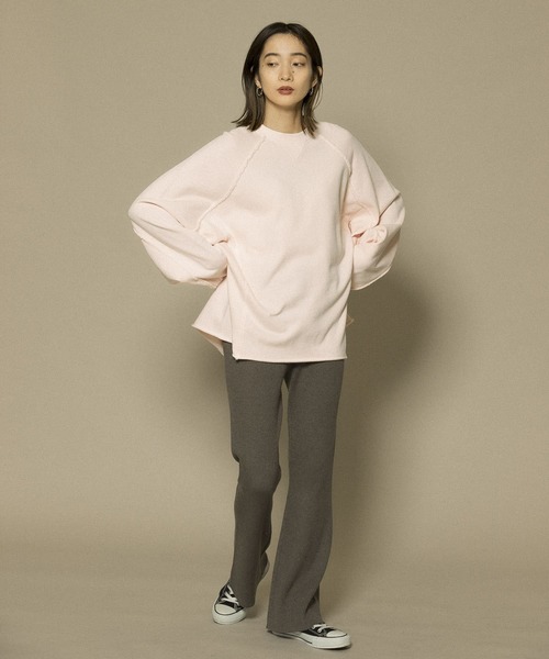 KBF(ケイビーエフ)の「フレアRIBニットパンツ(その他パンツ・レディース・チャコールグレー/ライトグレー/ブラック・ONE)」の3枚目の写真