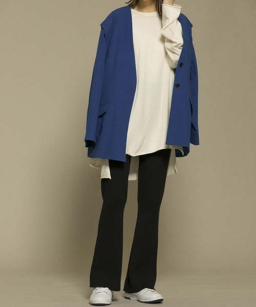 KBF(ケイビーエフ)の「フレアRIBニットパンツ(その他パンツ・レディース・チャコールグレー/ライトグレー/ブラック・ONE)」の7枚目の写真