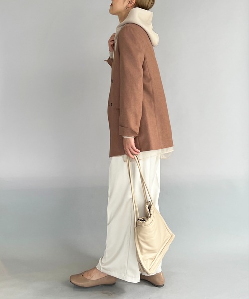 PICCIN（ピッチン）の「ノーカラーダブルジャケット（ノーカラージャケット・レディース・ブラウン/ベージュ/ネイビー・M/L）」の12枚目の写真