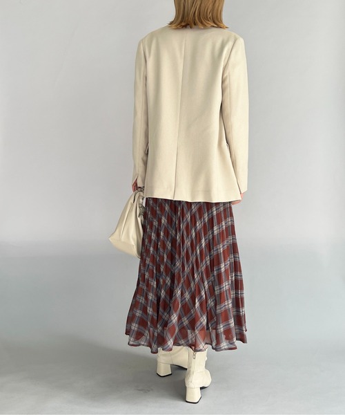 PICCIN（ピッチン）の「ノーカラーダブルジャケット（ノーカラージャケット・レディース・ブラウン/ベージュ/ネイビー・M/L）」の20枚目の写真