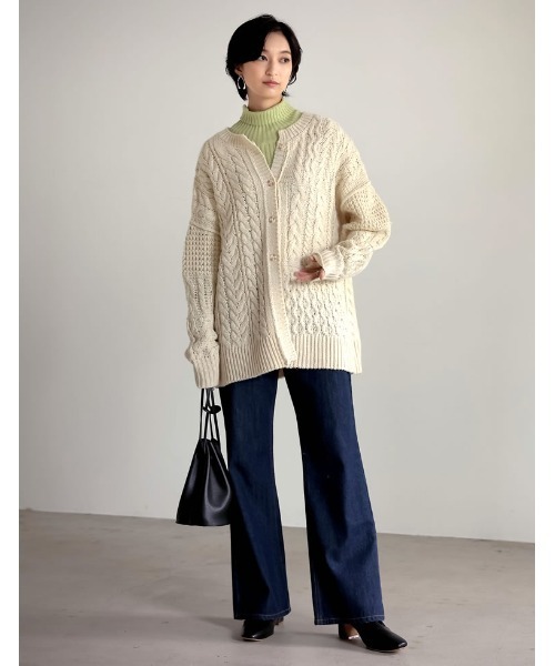 Re:EDIT（リエディ）の「ロービング３WAYランダムケーブルミドル丈カーディガン（カーディガン/ボレロ・レディース・モカ/ブルー/アイボリー/パープル系その他・MEDIUM/LARGE）」の13枚目の写真