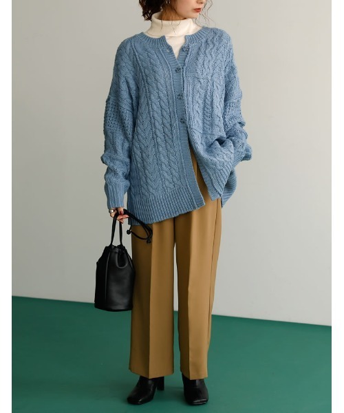 Re:EDIT（リエディ）の「ロービング３WAYランダムケーブルミドル丈カーディガン（カーディガン/ボレロ・レディース・モカ/ブルー/アイボリー/パープル系その他・MEDIUM/LARGE）」の20枚目の写真
