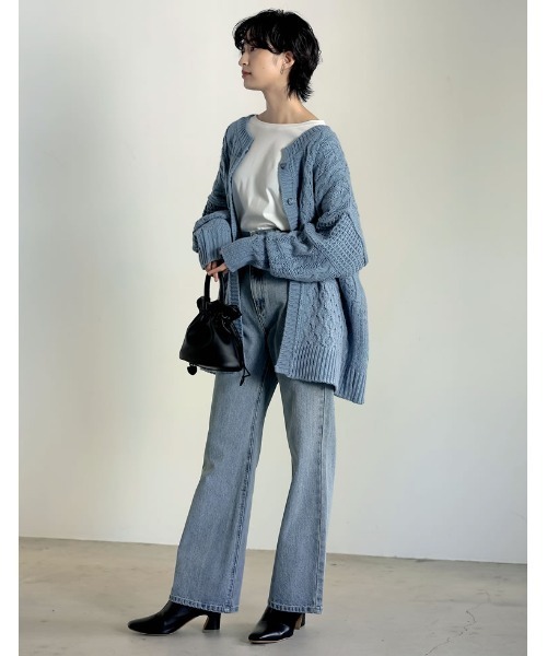 Re:EDIT（リエディ）の「ロービング３WAYランダムケーブルミドル丈カーディガン（カーディガン/ボレロ・レディース・モカ/ブルー/アイボリー/パープル系その他・MEDIUM/LARGE）」の22枚目の写真