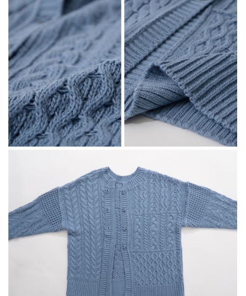 Re:EDIT（リエディ）の「ロービング３WAYランダムケーブルミドル丈カーディガン（カーディガン/ボレロ・レディース・モカ/ブルー/アイボリー/パープル系その他・MEDIUM/LARGE）」の9枚目の写真