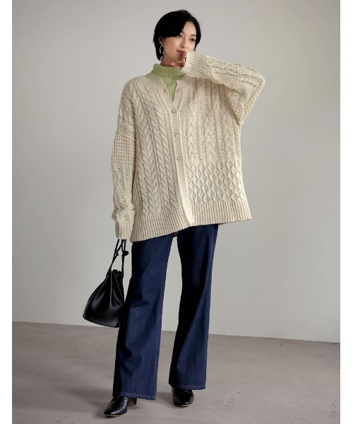 Re:EDIT（リエディ）の「ロービング３WAYランダムケーブルミドル丈カーディガン（カーディガン/ボレロ・レディース・モカ/ブルー/アイボリー/パープル系その他・MEDIUM/LARGE）」の14枚目の写真