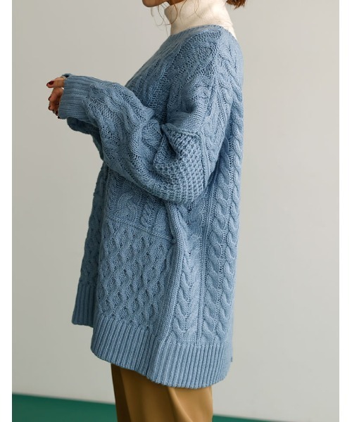 Re:EDIT（リエディ）の「ロービング３WAYランダムケーブルミドル丈カーディガン（カーディガン/ボレロ・レディース・モカ/ブルー/アイボリー/パープル系その他・MEDIUM/LARGE）」の17枚目の写真