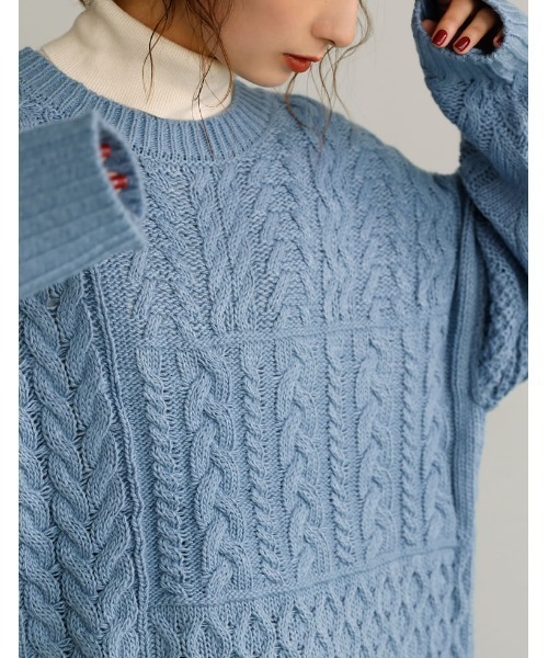 Re:EDIT（リエディ）の「ロービング３WAYランダムケーブルミドル丈カーディガン（カーディガン/ボレロ・レディース・モカ/ブルー/アイボリー/パープル系その他・MEDIUM/LARGE）」の18枚目の写真