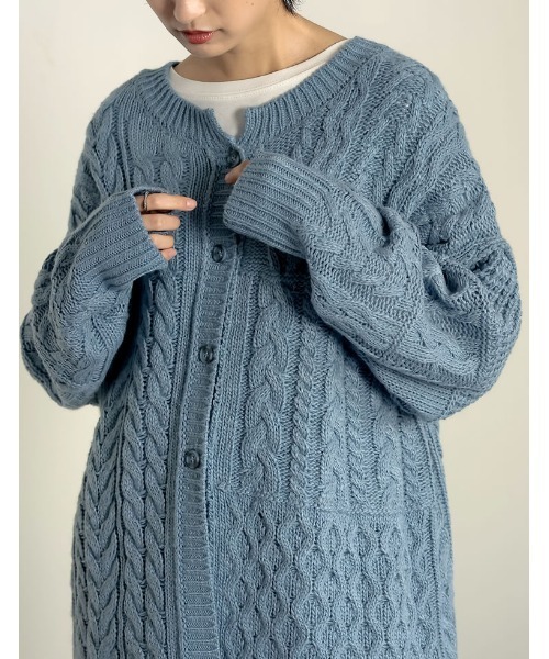 Re:EDIT（リエディ）の「ロービング３WAYランダムケーブルミドル丈カーディガン（カーディガン/ボレロ・レディース・モカ/ブルー/アイボリー/パープル系その他・MEDIUM/LARGE）」の21枚目の写真