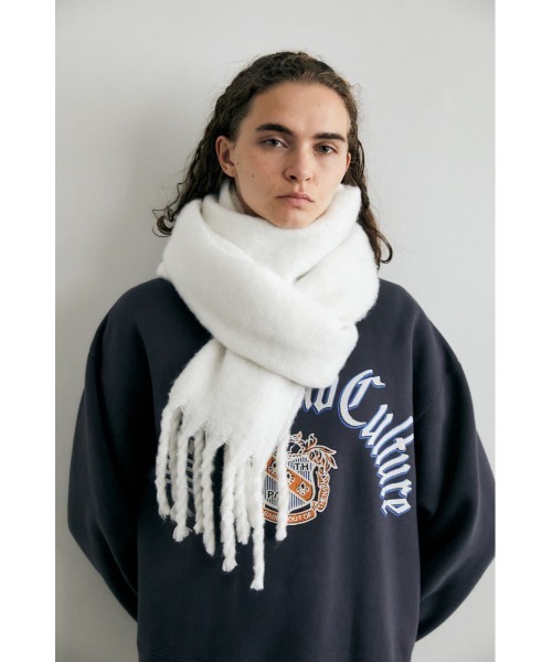 MOUSSY（マウジー）の「TWISTED FRINGE スカーフ（マフラー・レディース・アイボリー/ブラック/ライトイエロー・FREE）」の2枚目の写真