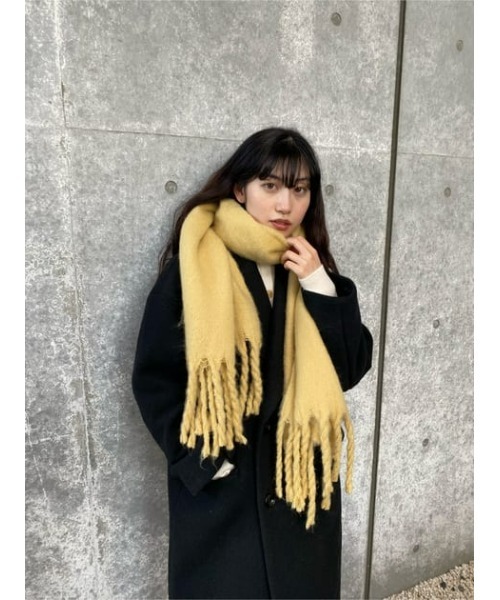 MOUSSY（マウジー）の「TWISTED FRINGE スカーフ（マフラー・レディース・アイボリー/ブラック/ライトイエロー・FREE）」の20枚目の写真