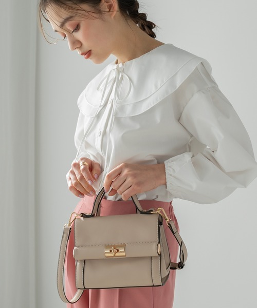 Edit Sheen（エディットシーン）の「【High-Line】ワンハンドルフロントゴールドショルダーバッグ（ショルダーバッグ・レディース・ホワイト/ベージュ/ブラック・FREE）」の13枚目の写真