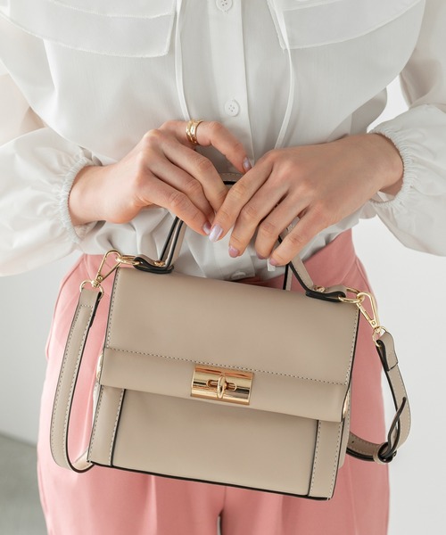 Edit Sheen（エディットシーン）の「【High-Line】ワンハンドルフロントゴールドショルダーバッグ（ショルダーバッグ・レディース・ホワイト/ベージュ/ブラック・FREE）」の12枚目の写真