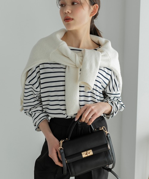 Edit Sheen（エディットシーン）の「【High-Line】ワンハンドルフロントゴールドショルダーバッグ（ショルダーバッグ・レディース・ホワイト/ベージュ/ブラック・FREE）」の8枚目の写真