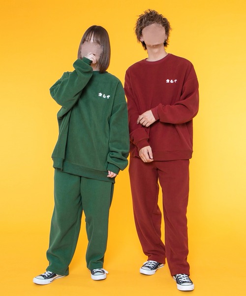 PairPair（ペアペア）の「フリースパジャマSET(ユニセックス)（ルームウェア/パジャマ・レディース・レッド/グリーン・MEDIUM/LARGE）」の12枚目の写真
