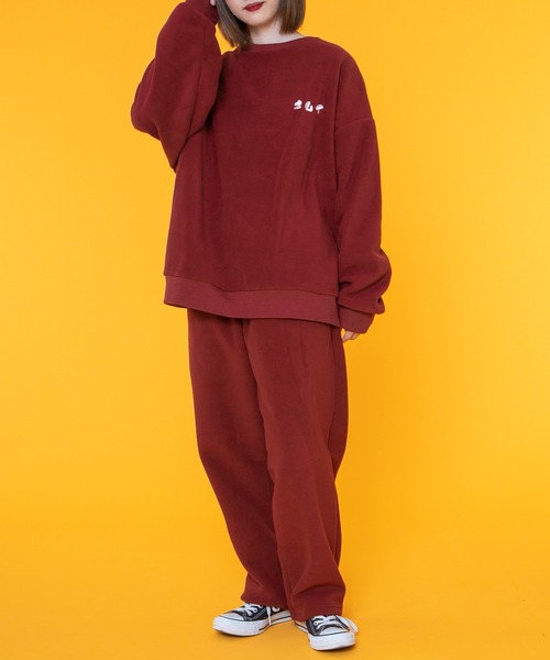 PairPair（ペアペア）の「フリースパジャマSET(ユニセックス)（ルームウェア/パジャマ・レディース・レッド/グリーン・MEDIUM/LARGE）」の8枚目の写真