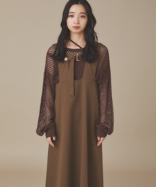 moi tytto（モイテュット）の「リバーシブルAラインジャンパースカート（スカート・レディース・ベージュ/ブラウン・FREE）」の4枚目の写真