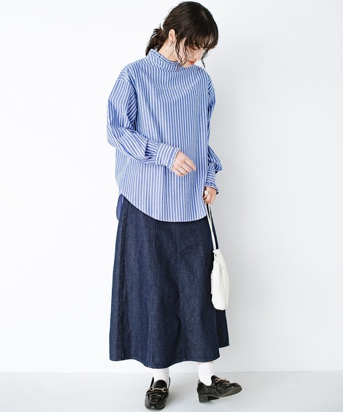 haco!（ハコ）の「いつものカジュアルコーデに大人っぽさと女っぽさをプラス！気になるところもそっと隠してくれる　こだわりシルエットのデニムフレアースカート by who made me（デニムスカート・レディース・インディゴブルー・SMALL/MEDIUM/LARGE/X-LARGE）」の20枚目の写真