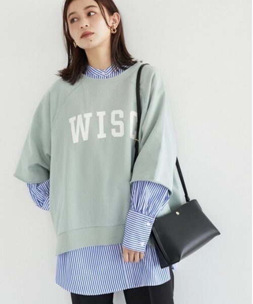 Green Parks(グリーンパークス)の「七分袖ロゴプルオーバー*(スウェット・レディース・グレー/サックスブルー/アイボリー・FREE)」の1枚目の写真