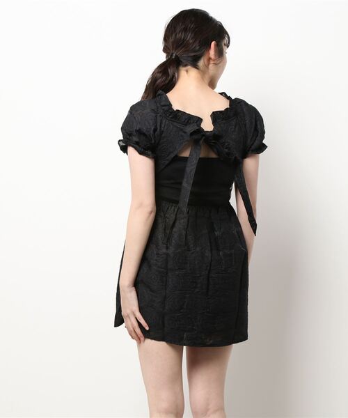 lissi Boutique（リージーブティック）の「【lissi Boutique】ローズ柄バックシースルーリボンミニワンピース（ワンピース・レディース・ブラック/アイボリー・FREE）」の7枚目の写真