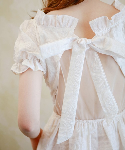 lissi Boutique（リージーブティック）の「【lissi Boutique】ローズ柄バックシースルーリボンミニワンピース（ワンピース・レディース・ブラック/アイボリー・FREE）」の10枚目の写真