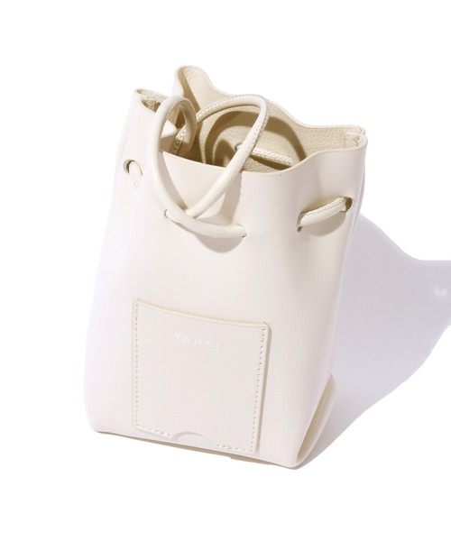 YAHKI(ヤーキ)の「YAHKI/ヤーキ DRAWSTRING BAG ミニ レザーショルダーバッグ(ショルダーバッグ・レディース・ブラック/オフホワイト・FREE)」の10枚目の写真